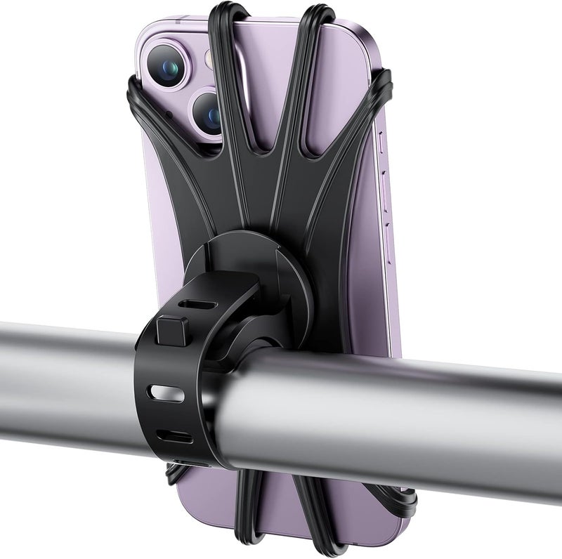 VUP Bike Phone Mount, Universal Bike Cell Phone Holder, 360° Rotatable, Silicone Bicycle Phone Mount Compatible with iPhone 15/14/13/Pro Max/Pro/mini/12/11/Xs/Max/Xr/X/7/8/Plus, 4.0''~6.7'' Cellphones - Image 1